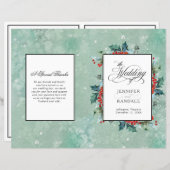 ウォーターカラーホリー&ベリーフォールディング結婚式 プログラム (正面/裏面)