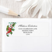 ウォーターカラーホリー&レッドベリー差出人住所 ラベル (インサイチュ)