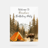 ウォーターカラーホワイトウッドラ素朴ンドキャンプ誕生日 アクリルサイン (正面)