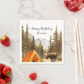 ウォーターカラーホワイトウッドラ素朴ンドキャンプ誕生日 スタンダードカクテルナプキン (インサイチュ)