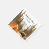 ウォーターカラーホワイトウッドラ素朴ンドキャンプ誕生日 スタンダードカクテルナプキン (角)