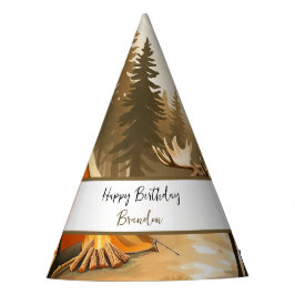 ウォーターカラーホワイトウッドラ素朴ンドキャンプ誕生日 パーティーハット