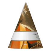 ウォーターカラーホワイトウッドラ素朴ンドキャンプ誕生日 パーティーハット (左)