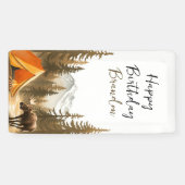 ウォーターカラーホワイトウッドラ素朴ンドキャンプ誕生日 横断幕 (横)