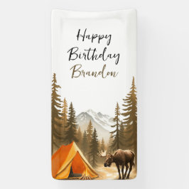 ウォーターカラーホワイトウッドラ素朴ンドキャンプ誕生日 横断幕