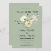 ウォーターカラーホワイトカラリライスブーケ婚約 招待状 (正面/裏面)