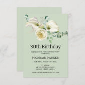 ウォーターカラーホワイトカラリライスブーケ誕生日 招待状 (正面/裏面)