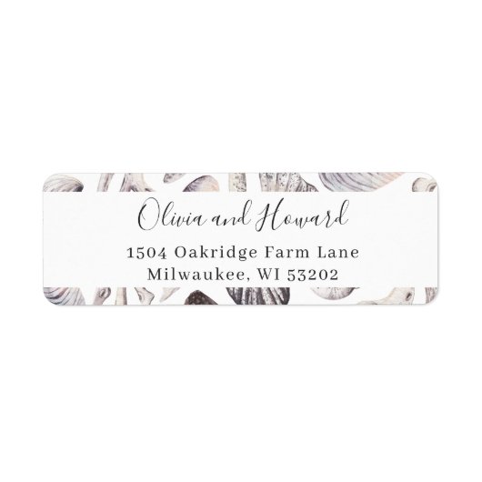 ウォーターカラーホワイトシーシェルアンドコーラル差出人住所 ラベル (正面)