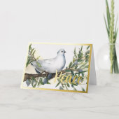 ウォーターカラーホワイトドーブオンオリーブブランチピース シーズンカード (正面)
