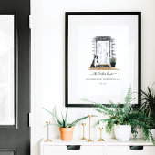 ウォーターカラーホワイトハンプトンスタイルドアコリ縁どー ポスター