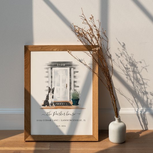 ウォーターカラーホワイトハンプトンスタイルドアコリ縁どー ポスター