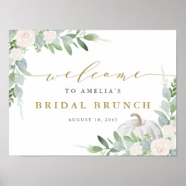 ウォーターカラーホワイトパンプキン秋ブライダルブランチ ポスター