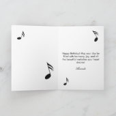 ウォーターカラーホワイトピアノ鍵ピアニスト誕生日 カード (内部)