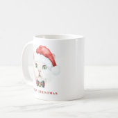 ウォーターカラーホワイトブリティッシュショートエアキャットホリデー コーヒーマグカップ (正面左)