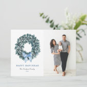 ウォーターカラーホワイトベリーリースハッピーハヌッカフォト シーズンカード (スタンド正面)