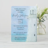 ウォーターカラーホワイトライトハウスアンドシーグルス 招待状 (スタンド正面)