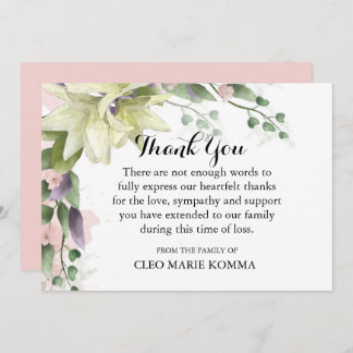 ウォーターカラーホワイトリリー悔やみや弔慰サンキューカード サンキューカード