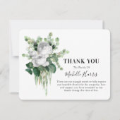 ウォーターカラーホワイトローズ&ユーカリプタシンパシー サンキューカード (正面)