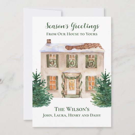 ウォーターカラーホームパインシーズンズグリーティングカスタム シーズンカード (正面)