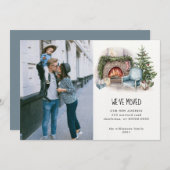 ウォーターカラーホームホリデーフォトムービングアナウンスメント (正面/裏面)