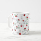 ウォーターカラーホーリーの葉と赤い実のクリスマス コーヒーマグカップ (正面左)