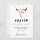 ウォーターカラーホーリーカウウェスタン女性のカーボーイブライダルシャワー 招待状 (正面)