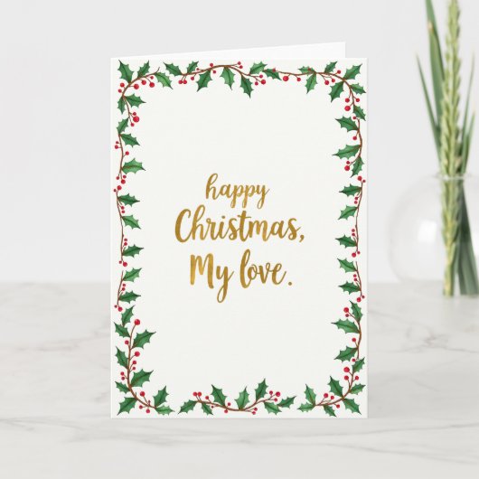 ウォーターカラーホーリークリスマスカード My Love カード (正面)