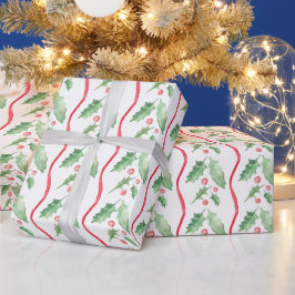 ウォーターカラーホーリークリスマス ラッピングペーパー