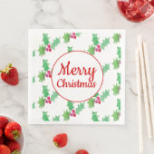 ウォーターカラーホーリーベリー クリスマス ナプキン (インサイチュ)