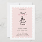 ウォーターカラーボウシャンパンガラスブライダルシャワー 招待状 (正面)