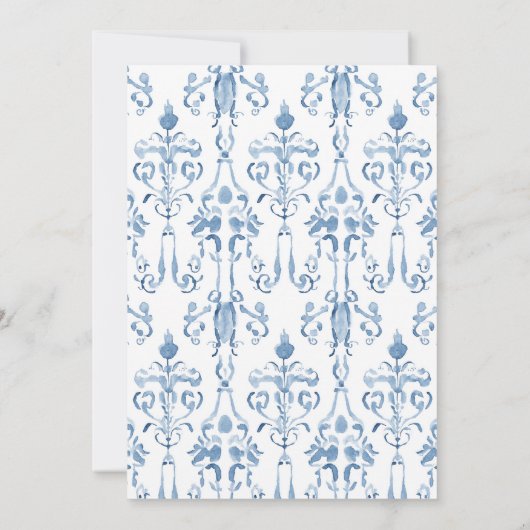 ウォーターカラーボウ&ダマスク名前をカスタムする パーソナライズされた ノートカード (裏面)