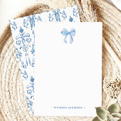 ウォーターカラーボウ&ダマスク名前をカスタムする パーソナライズされた ノートカード