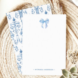 ウォーターカラーボウ&ダマスク名前をカスタムする パーソナライズされた ノートカード