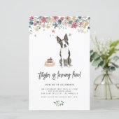 ウォーターカラーボストンテリアードッグ誕生日招待状 (スタンド正面)