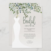 ウォーターカラーボタニカルグリーンブライダルシャワー 招待状 (正面/裏面)