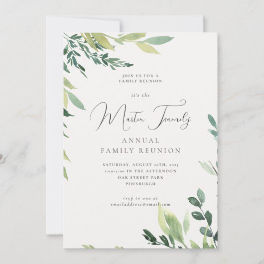 ウォーターカラーボタニカルファミリー懇親会招待状 (正面)