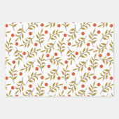 ウォーターカラーボタニカルベリーズホリデー ラッピングペーパーシート (正面)