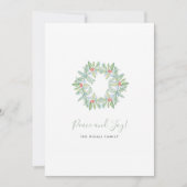 ウォーターカラーボタニカルリース&ベリーズホリデー シーズンカード (正面)