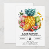 ウォーターカラーボヘミアンフルーティ誕生日 招待状 (正面/裏面)