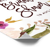 ウォーターカラーボヘミアンフローラリースブライダルシャワー ポスター (角)