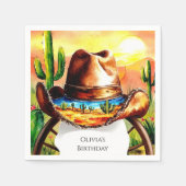 ウォーターカラーボホカウボーイ誕生日 スタンダードカクテルナプキン (正面)
