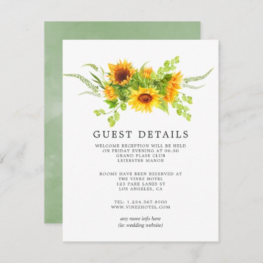 ウォーターカラーボホサンフラワーズゲ結婚スト詳細 エンクロージャーカード (正面/裏面)