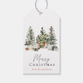 ウォーターカラーボホシックなクリスマスツリー素朴ホリデー ギフトタグ (正面)