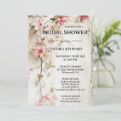 ウォーターカラーボホシックピンクフローラブライダルシャワー 招待状 (スタンド正面)
