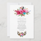 ウォーターカラーボホシックフローラお祝いオブライフ 招待状 (正面)