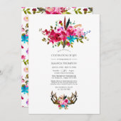 ウォーターカラーボホシックフローラお祝いオブライフ 招待状 (正面/裏面)
