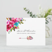 ウォーターカラーボホシックフローラ結婚ズ サンキューカード (スタンド正面)