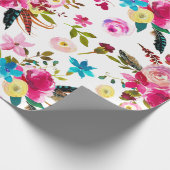 ウォーターカラーボホシックフローラ結婚ズ ラッピングペーパー (角)