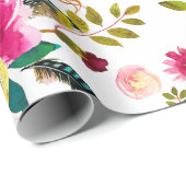 ウォーターカラーボホシックフローラ結婚ズ ラッピングペーパー (ロールコーナー)