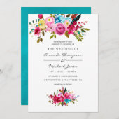 ウォーターカラーボホシックフローラ結婚ズ 招待状 (正面/裏面)